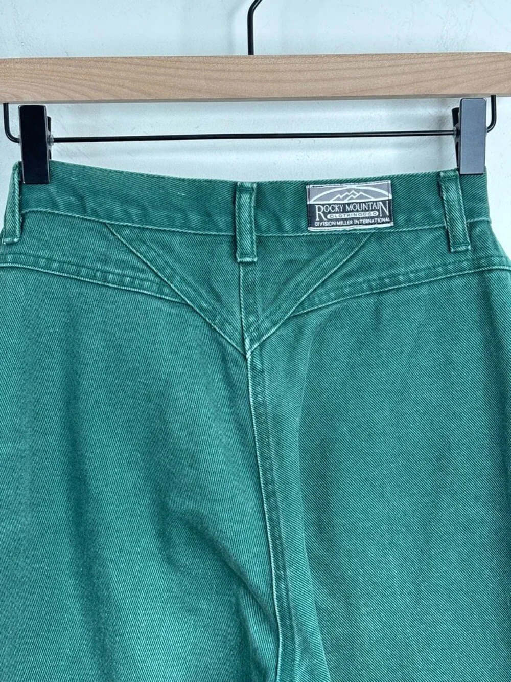 VTG Rockies Jeans 28/7 Green High Waist Bareback Western Denim 80s Made in USA